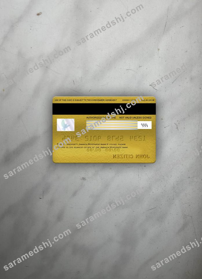 Jamaica Mortgage bank visa gold card photolook back